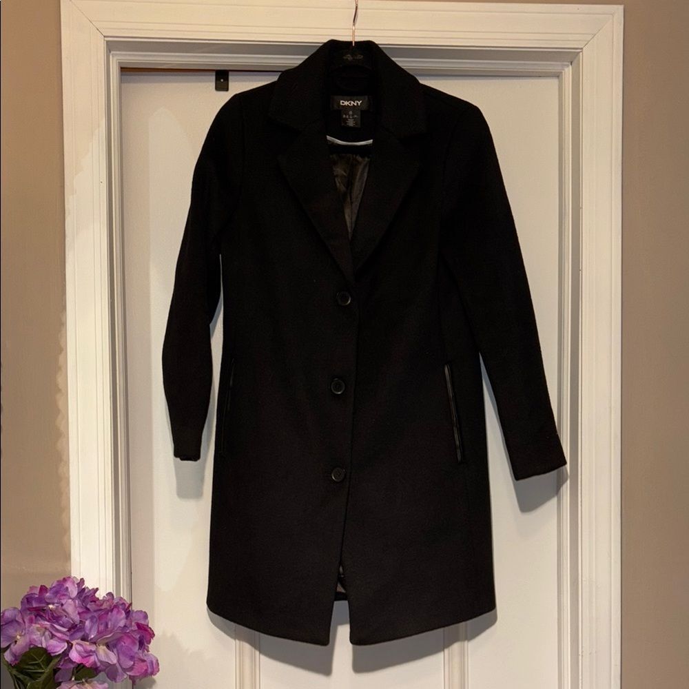 DKNY Women's Wool-Blend Black Coat- SP